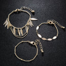 Bohemian Multi-layer Gold Bracelet Set Arrow Tassel Pendant Chain Charm Bracelet for Women