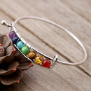 Yoga Balance 7 Chakra Colorful Beads Ball Crystal Bangle Gold Friendship Bracelet for Women