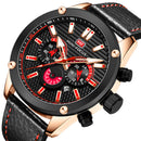 MINIFOCUS 0288G Fashion Business Men Watch Waterproof Luminous Leather Strap Quartz Watch