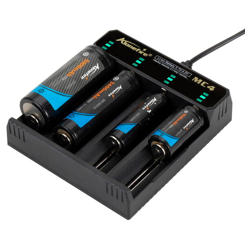 Alonefire 3.7V 4 Slot Universal Intelligent Battery Charger with short circuit protection For Li-ion Battery 18650 26650 14500