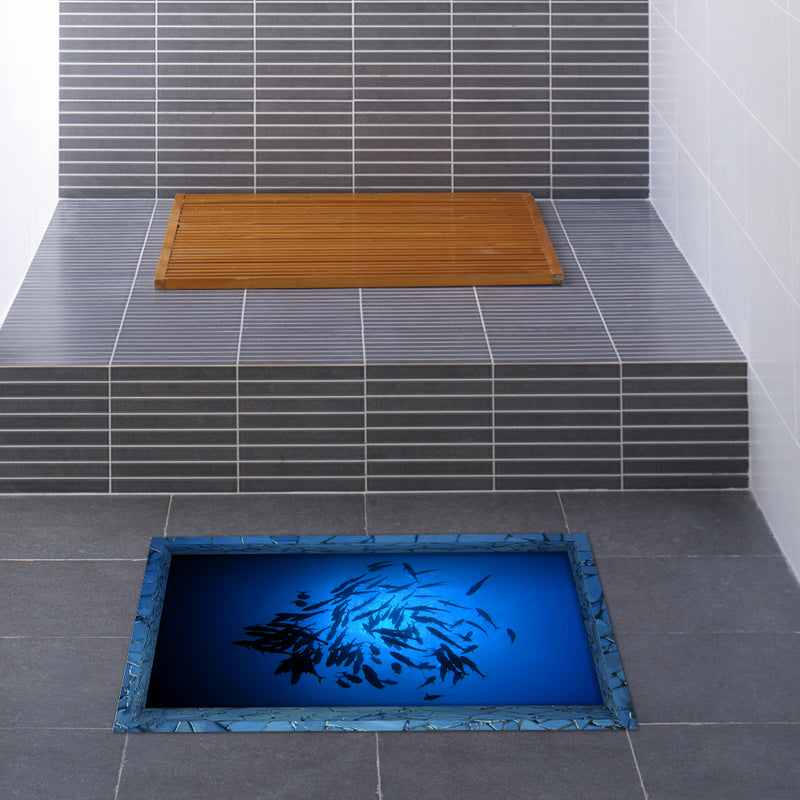 PAG 3D Bathroom Anti Slip Sea Fish Pattern Waterproof Floor Sticker Washable Shower Room Decor