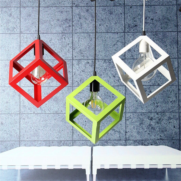 Modern E27 Metal Cube Ceiling Pendant Light Chandelier Fixtures Lamp Bar Hotel Restaurant