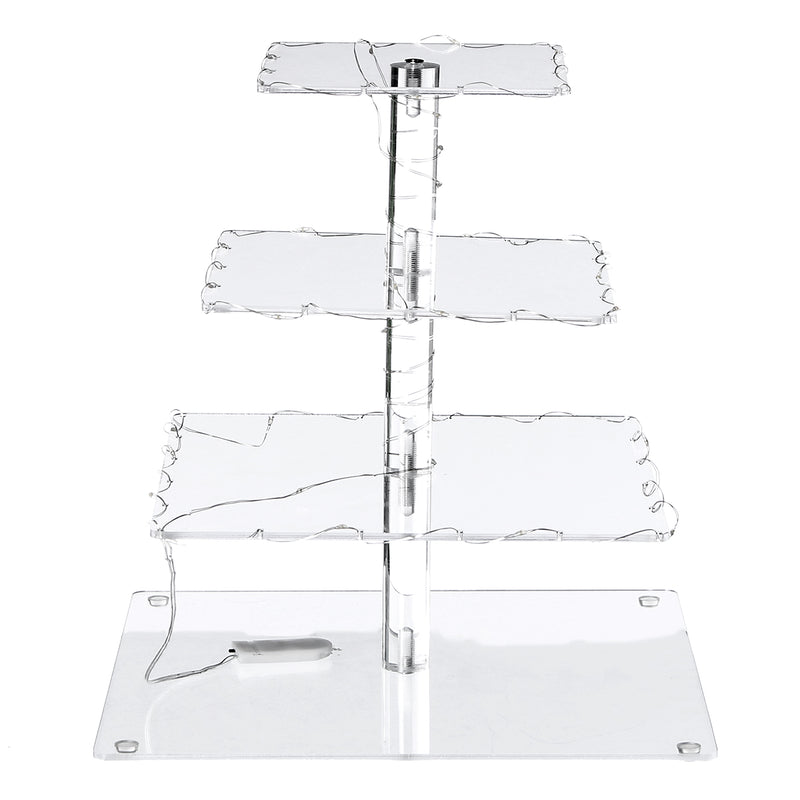 4 Layer Cake Cup Stand Tray Wedding Party Cupcake Display Holder LED String Light