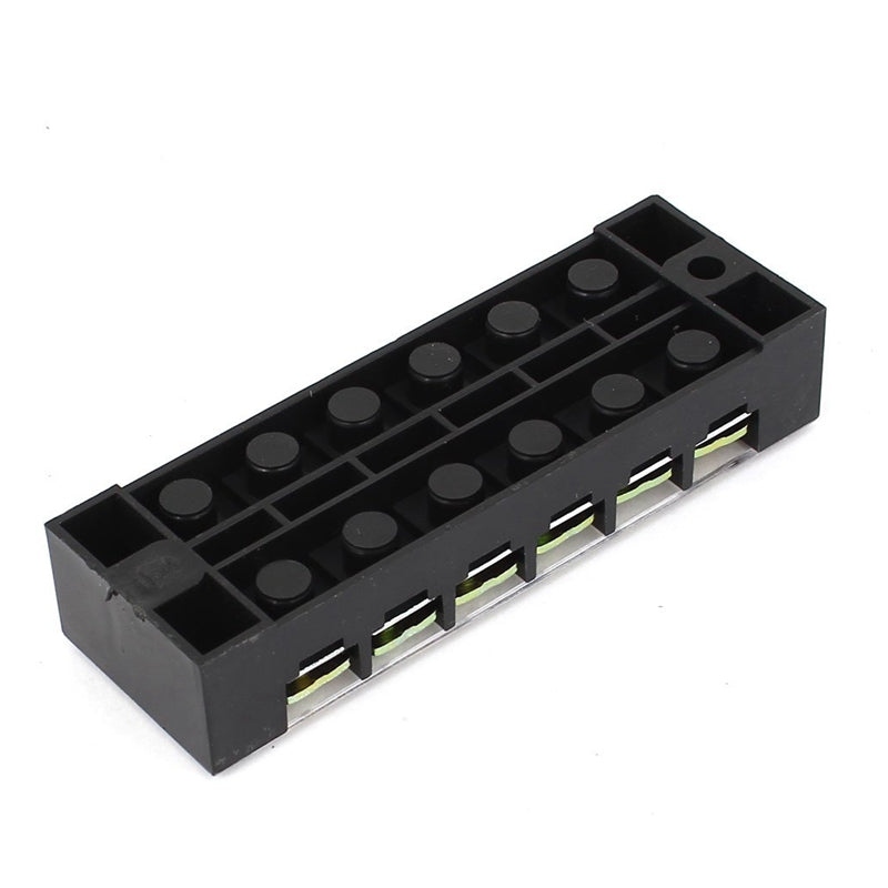 Excellway TB-2506 600V 25A 6 Position Terminal Block Barrier Strip Dual Row Screw Block Covered W/ Removable Clear Plastic Insulating Cover