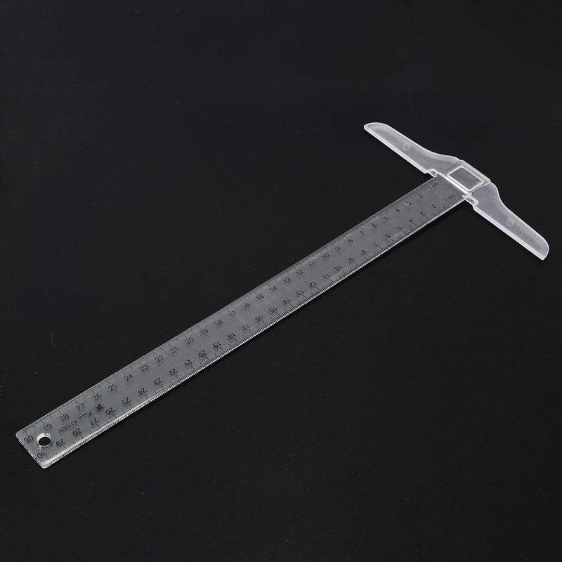 30cm Plastic Clear Head T-Square Graduated Measurement Ruler Home Garden Tool