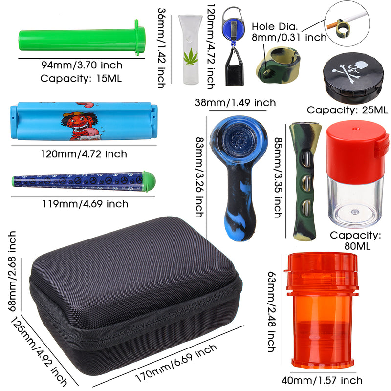12 in 1 Multifunctional Smoking Water Pipe Box Bag Set Rolling Set Hoo kah Gift for Smoker