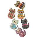 100PCs Natural Wooden Buttons Cute Cat Shape Decorative Sewing Buttons 2 Ho