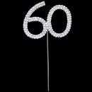 Crystal Rhinestone 60th Anniversary Cake Topper Party Birthday Favors Cake Decorating DIY Photo Props Silver