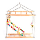 Parrots Toys Bird Swing Exercise Climbing Hanging Ladder Bridge Wooden RainbO9F9