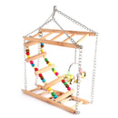 Parrots Toys Bird Swing Exercise Climbing Hanging Ladder Bridge Wooden RainbO9F9