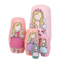 5pcs Hand Painted Pink Angel Wooden Russian Nesting Dolls