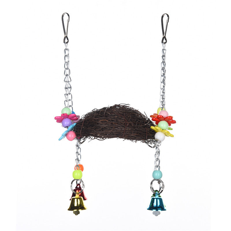Handcraft Bird's Nest Toys For Birds parrots To Play Bite Climb Bird Swing  E6O9