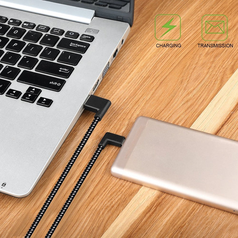 90 Degree Angle Connector Nylon Braided Smartphone Charger Cable Micro USB  P8Q8