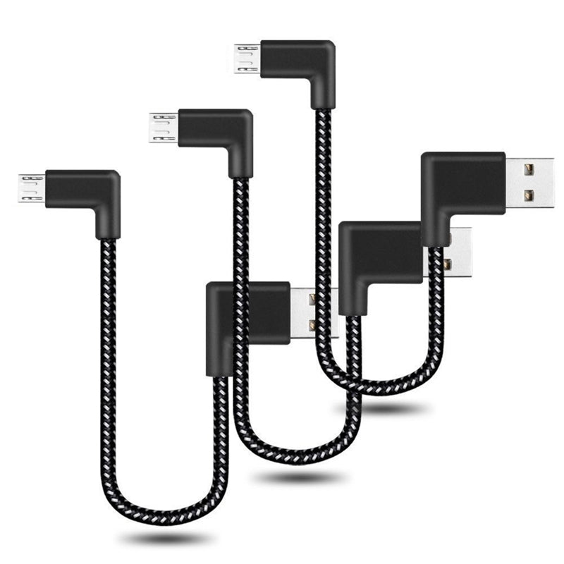 90 Degree Angle Connector Nylon Braided Smartphone Charger Cable Micro USB  P8Q8
