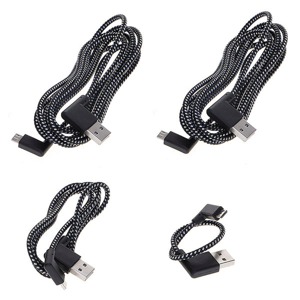 90 Degree Angle Connector Nylon Braided Smartphone Charger Cable Micro USB  P8Q8