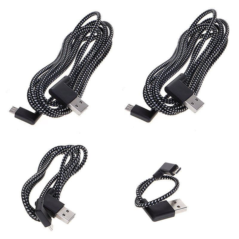 90 Degree Angle Connector Nylon Braided Smartphone Charger Cable Micro USB  P8Q8