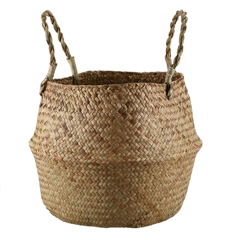 Seagrass Wickerwork Basket Rattan Foldable Hanging Flower Pot Planter Woven