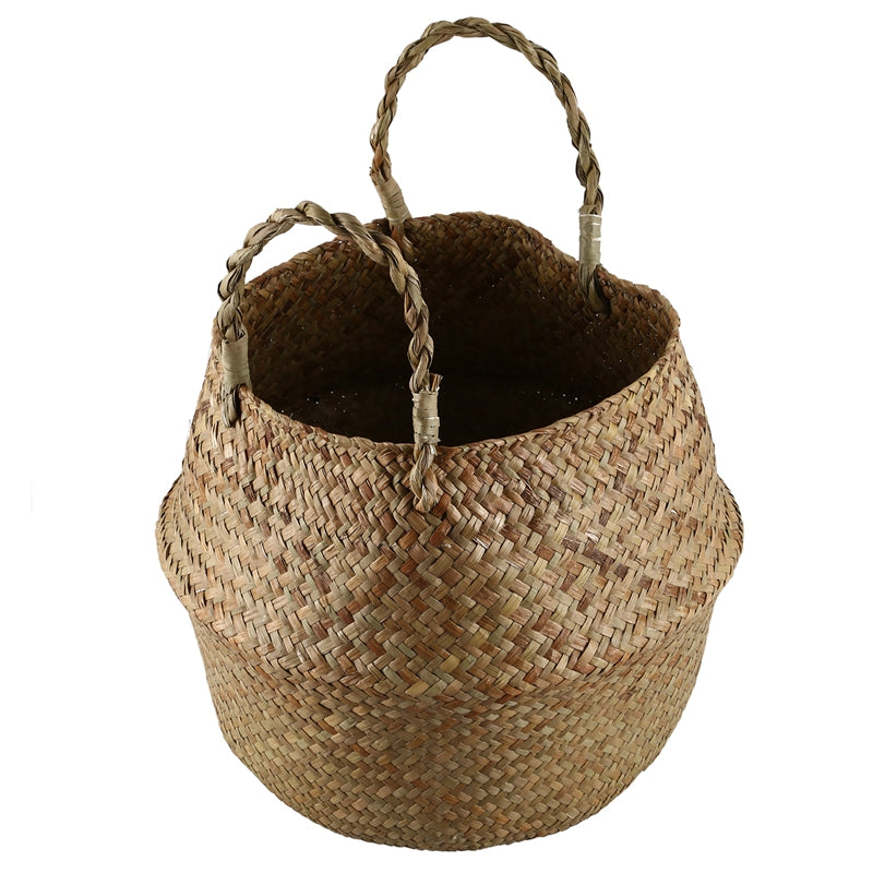 Seagrass Wickerwork Basket Rattan Foldable Hanging Flower Pot Planter Woven