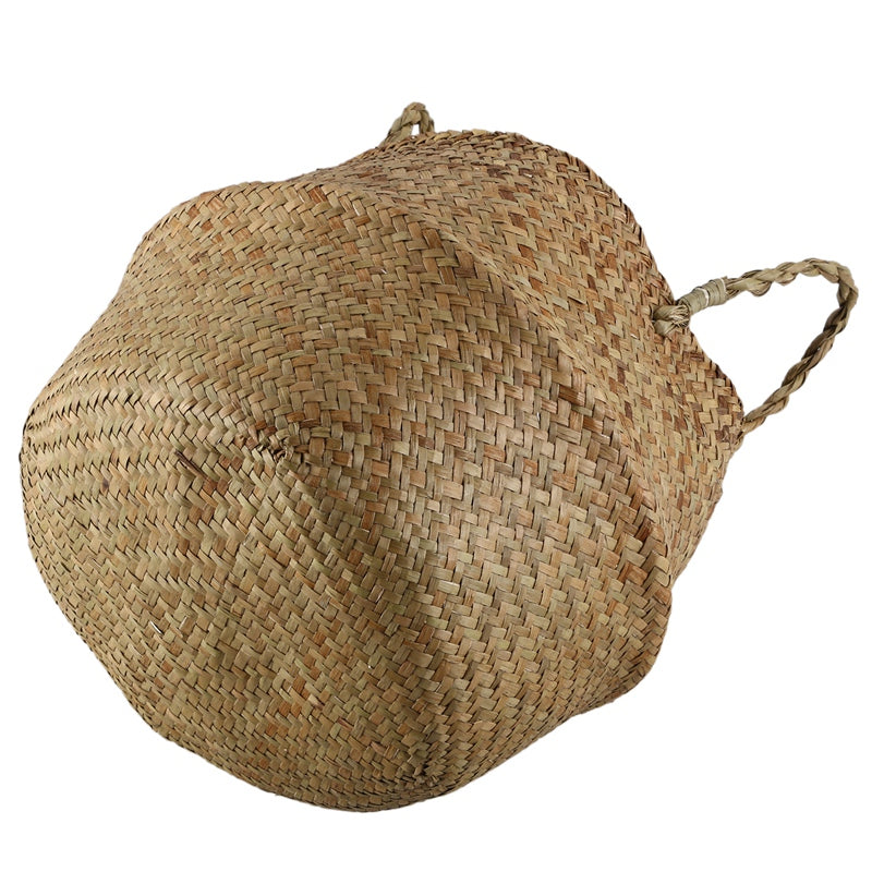 Seagrass Wickerwork Basket Rattan Foldable Hanging Flower Pot Planter Woven
