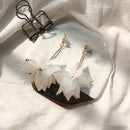 1 Pair Elegant Women Flower Drop Long Dangle Earrings Jewelry(white)