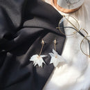 1 Pair Elegant Women Flower Drop Long Dangle Earrings Jewelry(white)