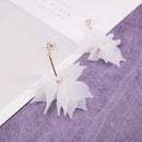 1 Pair Elegant Women Flower Drop Long Dangle Earrings Jewelry(white)