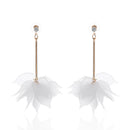 1 Pair Elegant Women Flower Drop Long Dangle Earrings Jewelry(white)