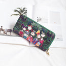 Women Wallet Zipper Leather Bag Crative Character Printed Wallets Long Clut E9N5