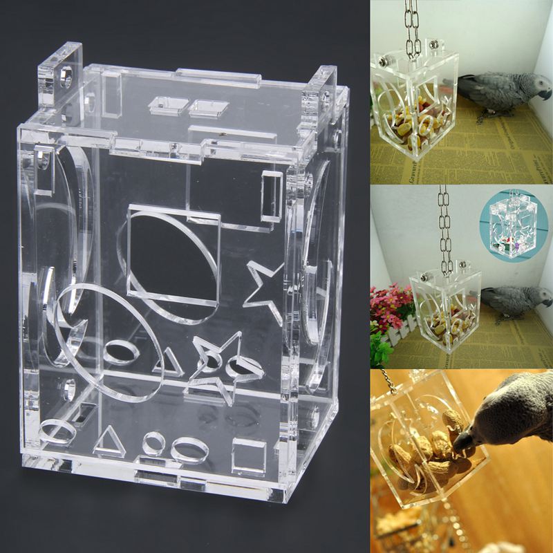 Unique Parrot Bird Cage Feeder Hang Foraging Toys Pet Treat Hunt Macaw Cock Y8H4