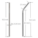 Set of 8 Stainless Steel Straws FDA-Approved Ultra Long 10.5 inch Drinking