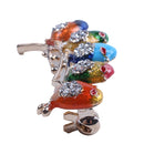 Colorful Enamel Five Birds Brooch With Crystal Rhinestones Collar Clip Dres H8E9