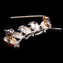 Colorful Enamel Five Birds Brooch With Crystal Rhinestones Collar Clip Dres H8E9