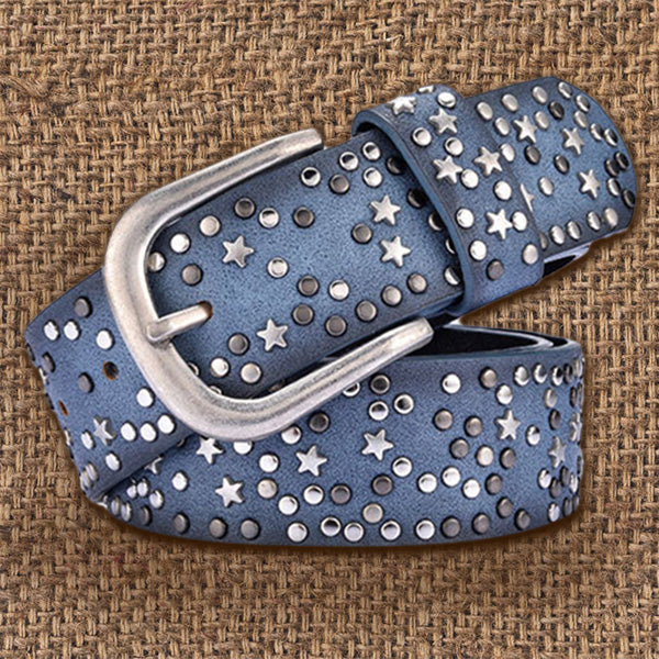 woman belts Star geometric rivet pin buckle PU belt for women fashion top q X3J8