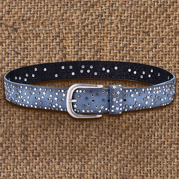 woman belts Star geometric rivet pin buckle PU belt for women fashion top q X3J8