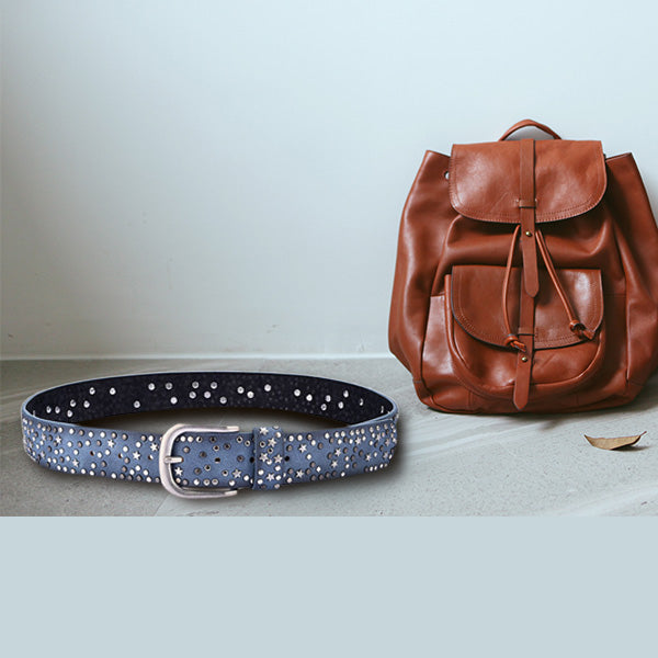 woman belts Star geometric rivet pin buckle PU belt for women fashion top q X3J8