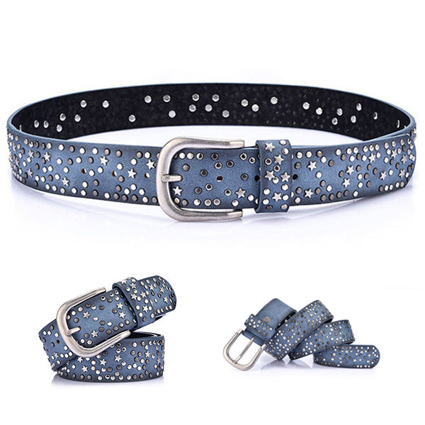woman belts Star geometric rivet pin buckle PU belt for women fashion top q X3J8