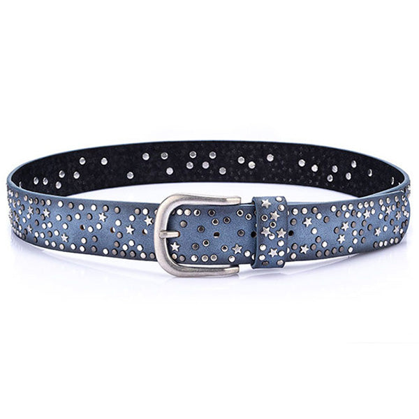 woman belts Star geometric rivet pin buckle PU belt for women fashion top q X3J8