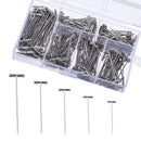 450 Pieces Steel T-Pins Nickel Plated 1 Inch, 1-1/4 Inch, 1-1/2 Inch, 1-3/4