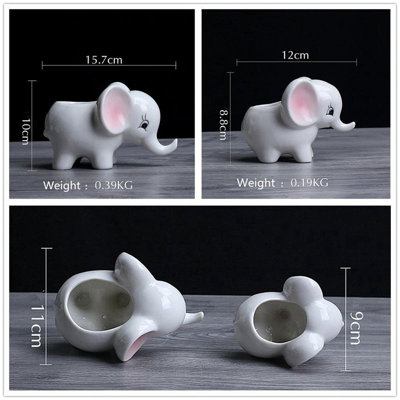 Animals Shape Ceramic Flower Pot Elephant Succulent Planter Cactus Succulen