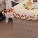Europe Style Wedding Tablecloth Embroidered Floral Lace Edge Dustproof Cove X3A4