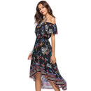 Women's New Fashion Boho Style Dress Off Shoulder Beach Summer Dresses Flor C8W7