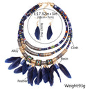 Blue New Luxury Fashion Luxury Feather Jewelry Set National Multilayer Allo Y1J5