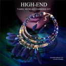 Blue New Luxury Fashion Luxury Feather Jewelry Set National Multilayer Allo Y1J5