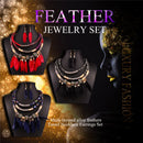 Blue New Luxury Fashion Luxury Feather Jewelry Set National Multilayer Allo Y1J5