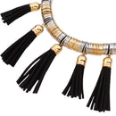 Black New luxury fashion high quality leather tassel jewelry set national f U5M5
