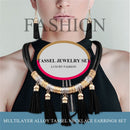 Black New luxury fashion high quality leather tassel jewelry set national f U5M5