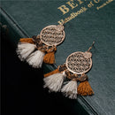 round sequins boho ethnic tassel drop earrings Women ladies fashion earring C6B7
