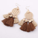 round sequins boho ethnic tassel drop earrings Women ladies fashion earring C6B7