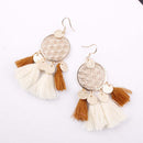 round sequins boho ethnic tassel drop earrings Women ladies fashion earring C6B7