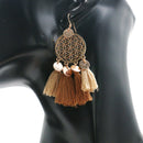 round sequins boho ethnic tassel drop earrings Women ladies fashion earring C6B7